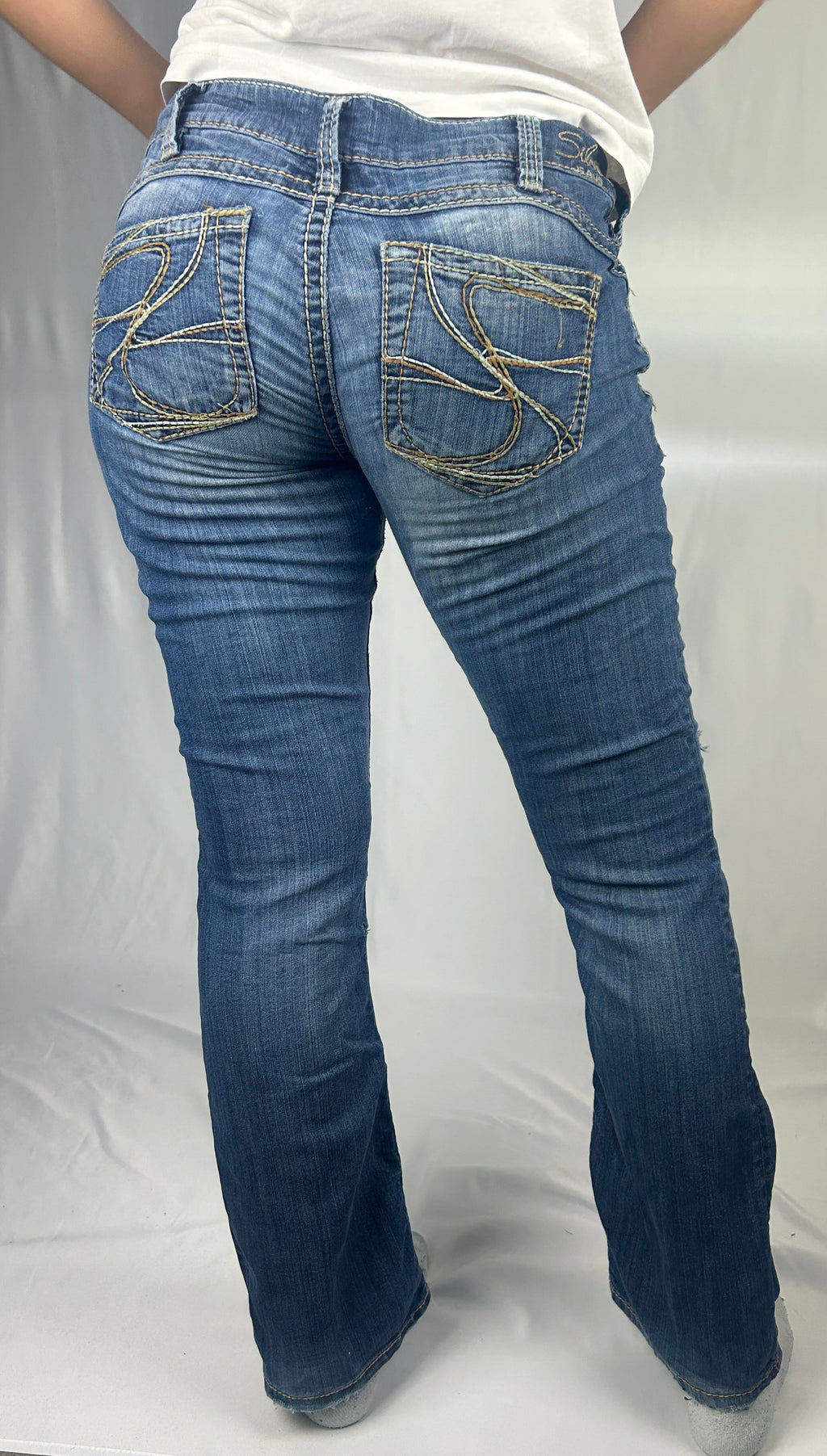 Contrast Stitch Bootcut Jeans