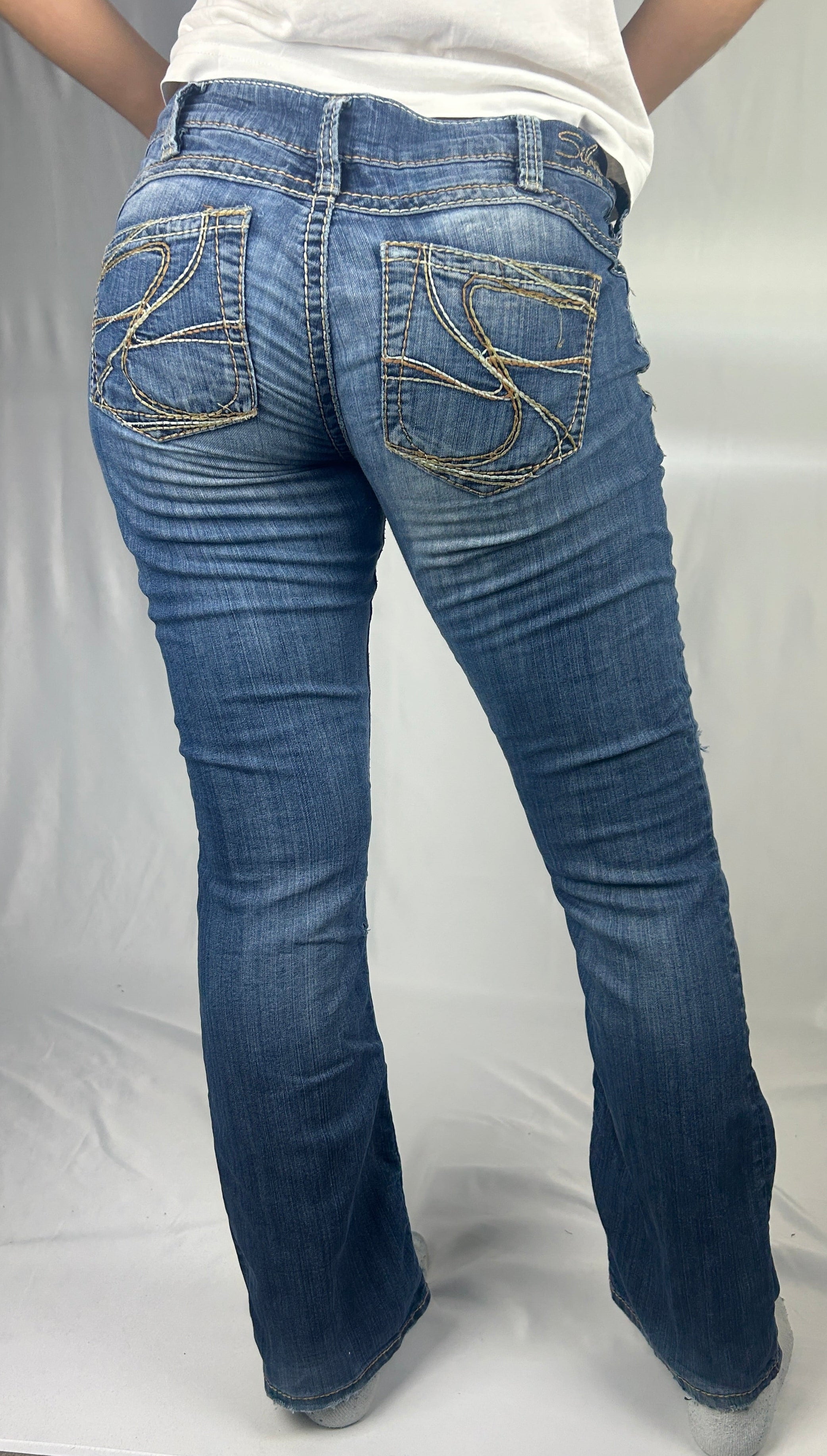 Contrast Stitch Bootcut Jeans
