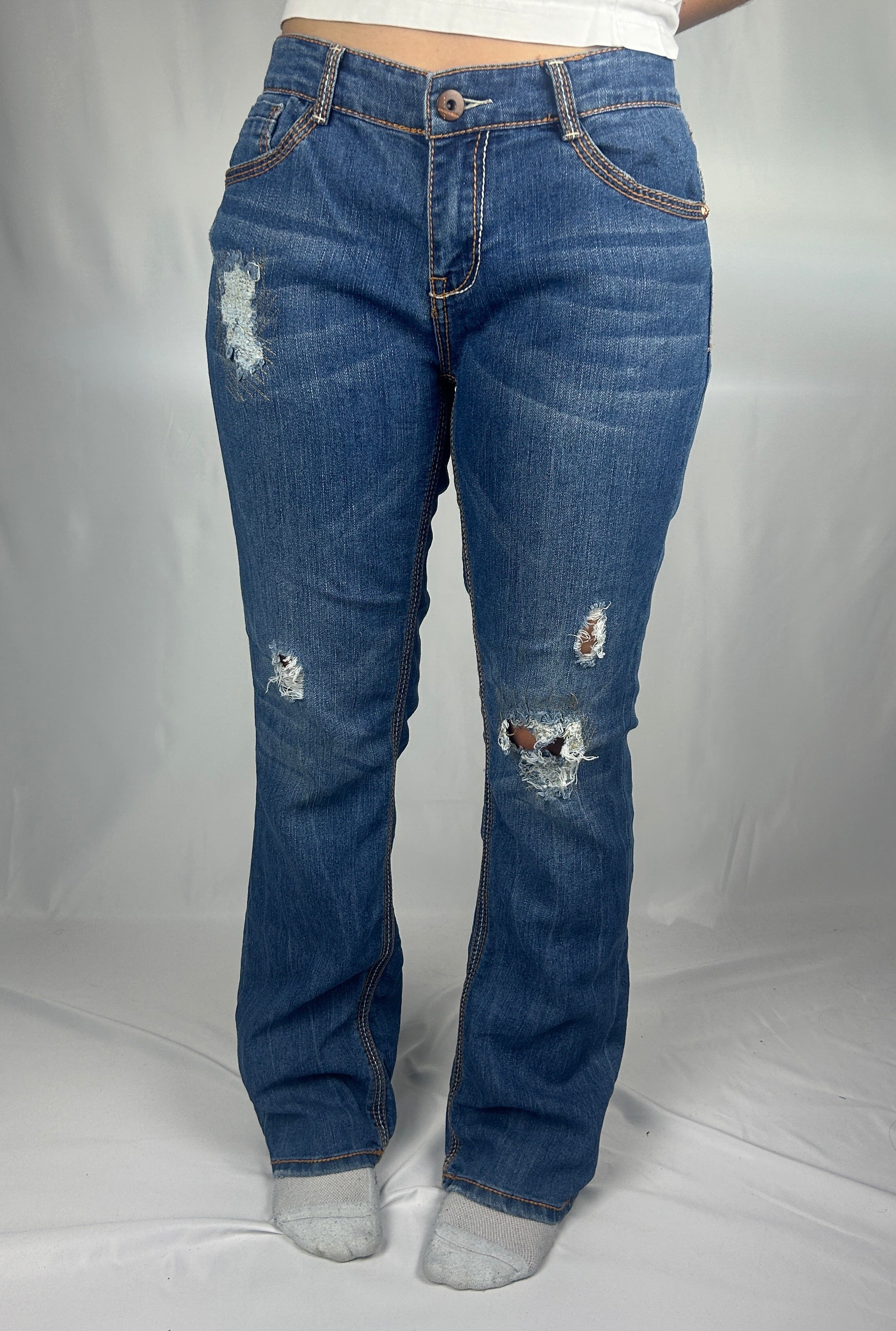 Geometric Pocket Bootcut Denim