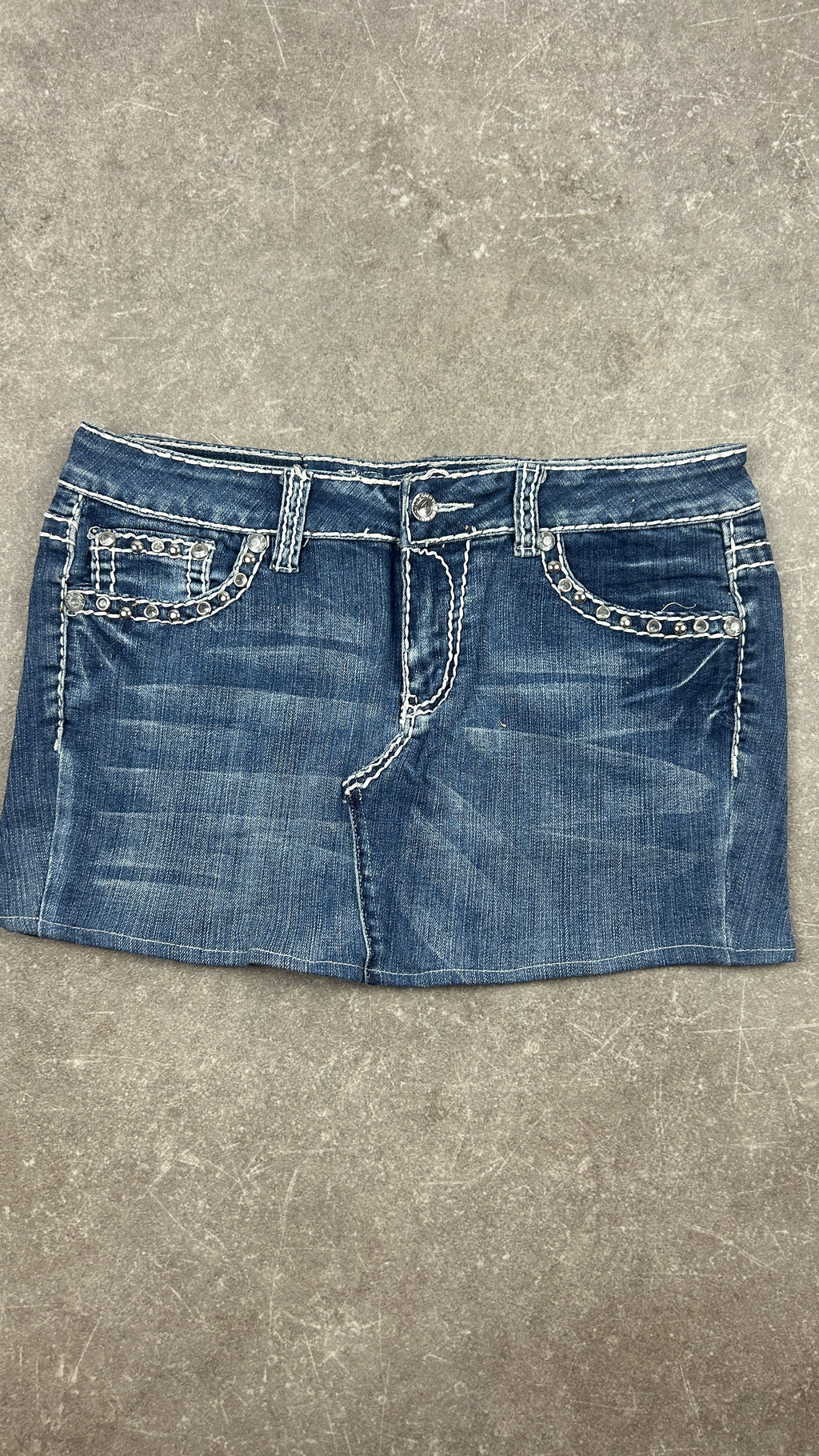 Rhinestone Vintage Denim Miniskirt