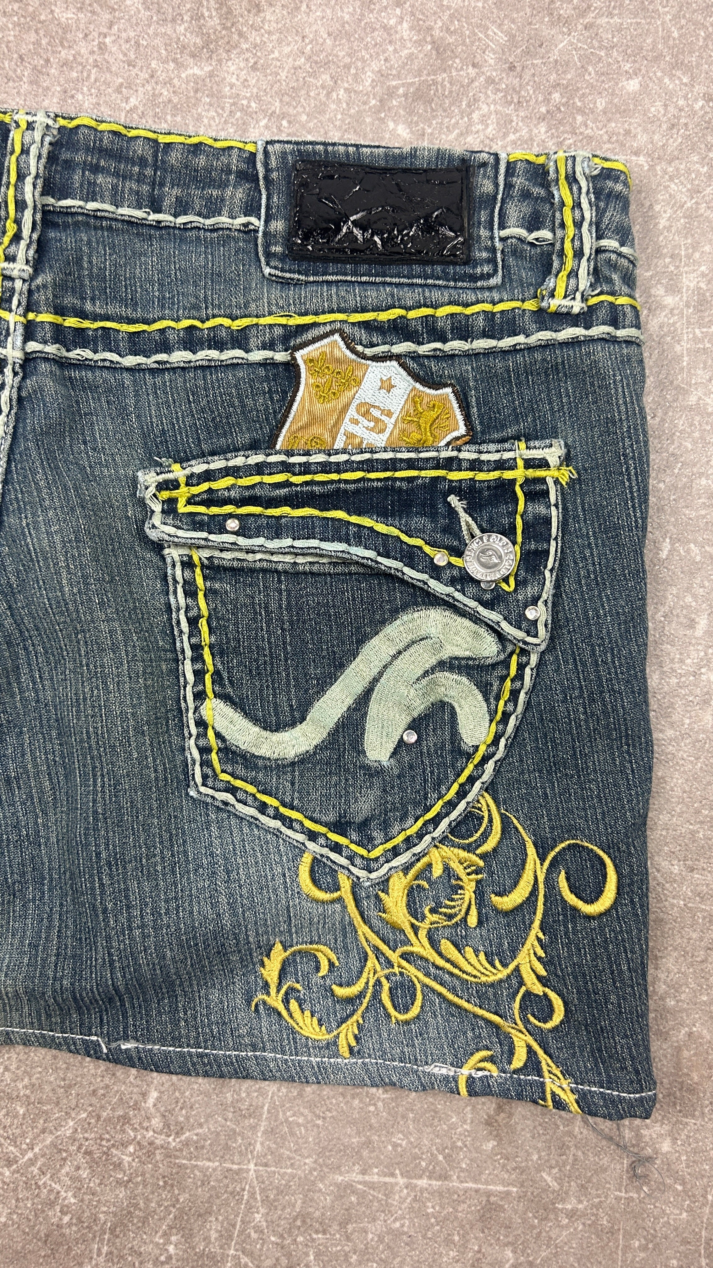 Contrast Stitch Vintage Denim Miniskirt