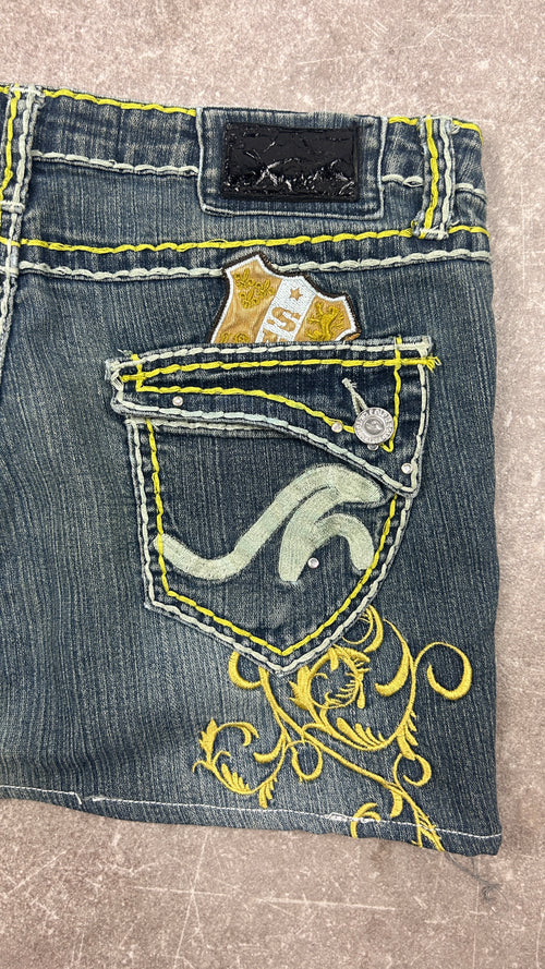 Contrast Stitch Vintage Denim Miniskirt