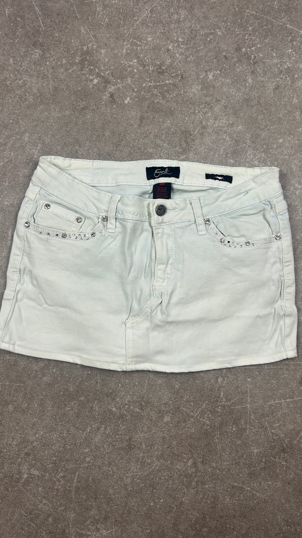 Rhinestone White Vintage Denim Miniskirt