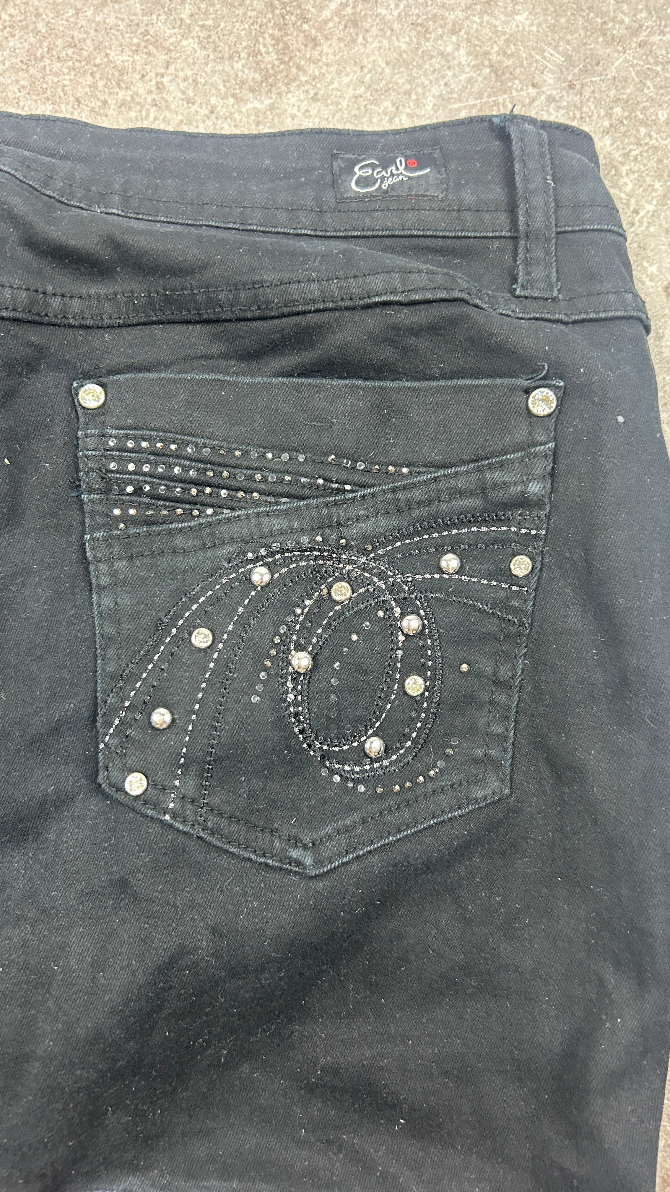 Black Studded Vintage Denim Miniskirt
