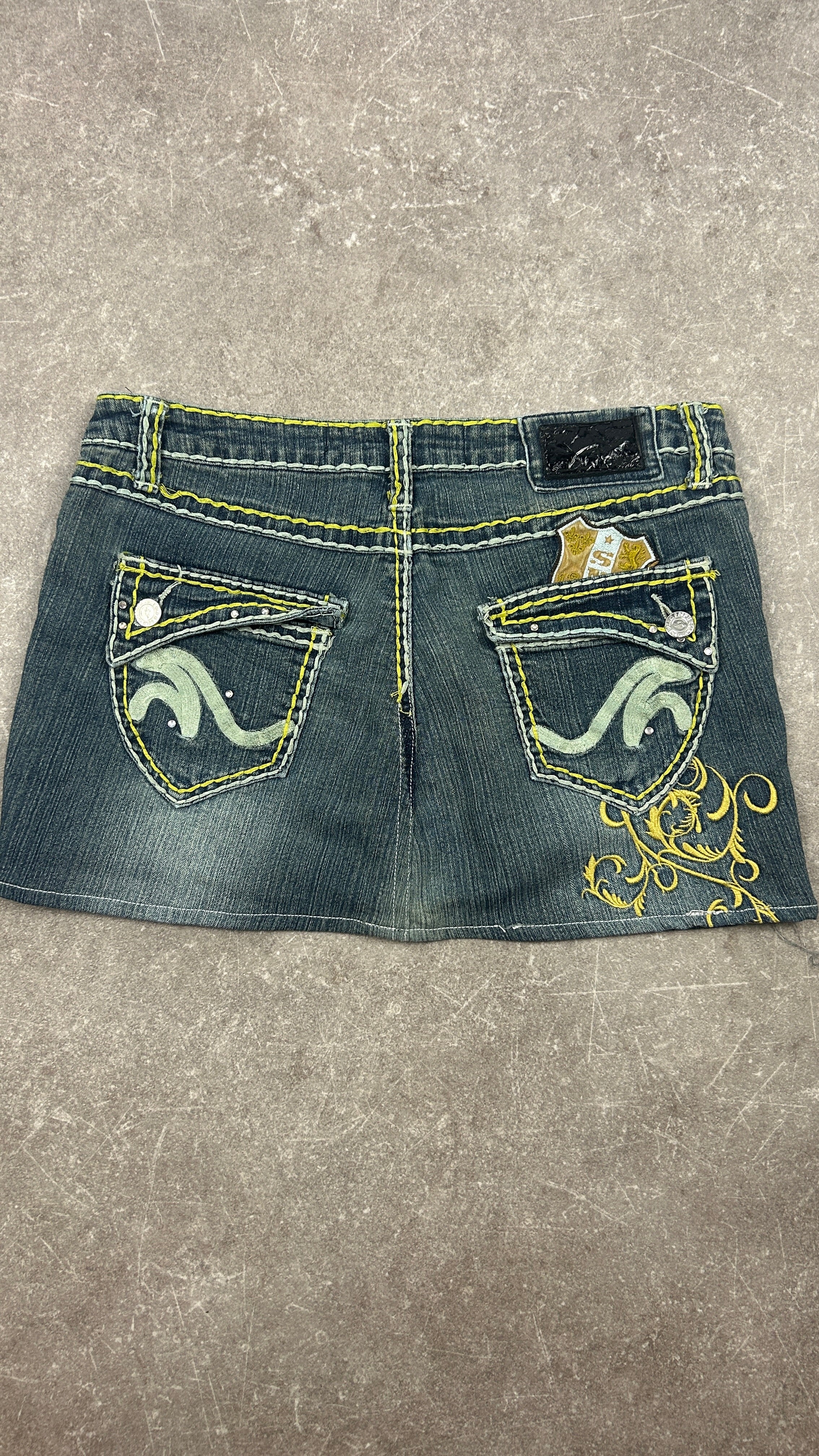 Contrast Stitch Vintage Denim Miniskirt