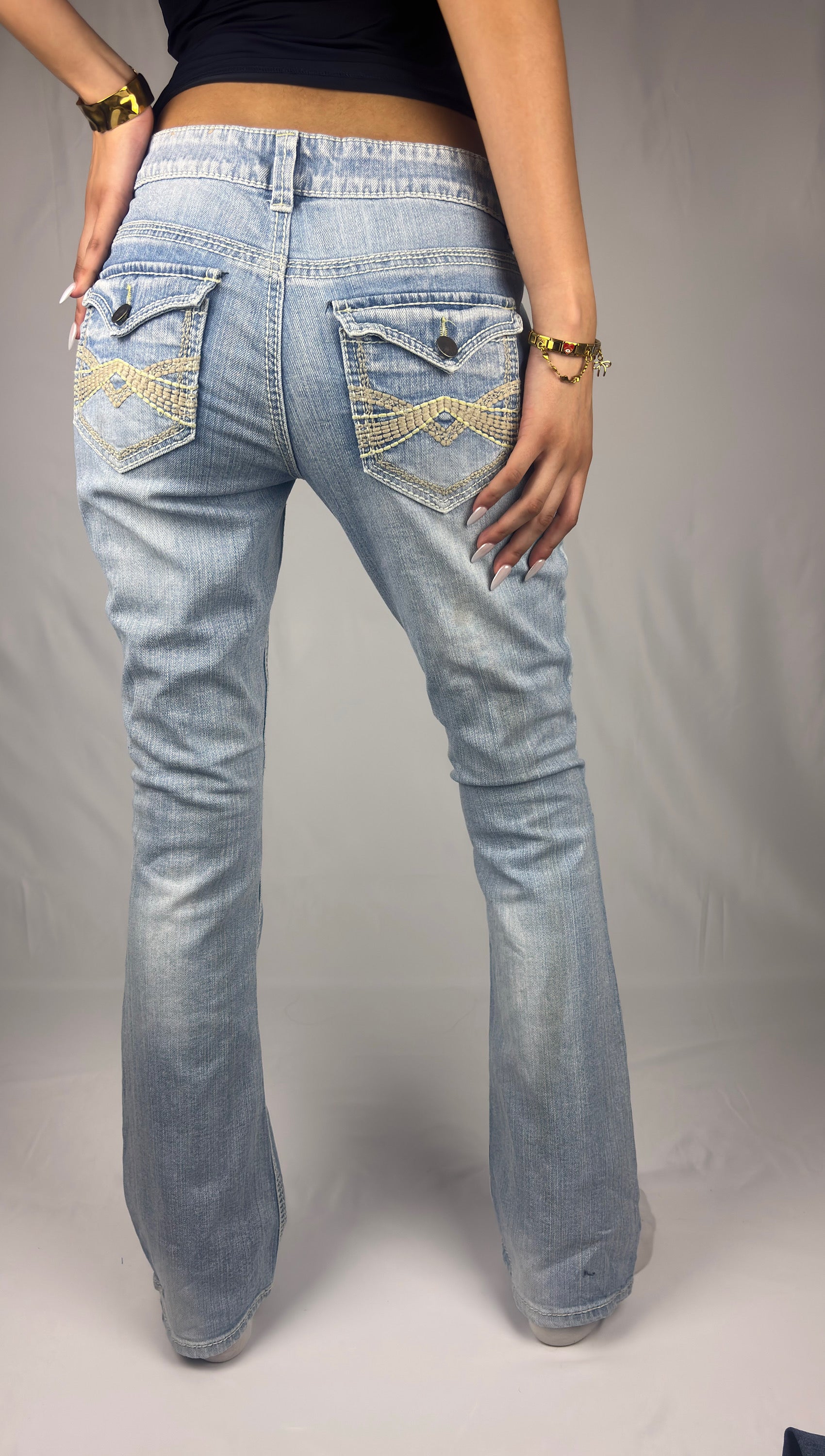 Y2K Diamond Pocket Flare