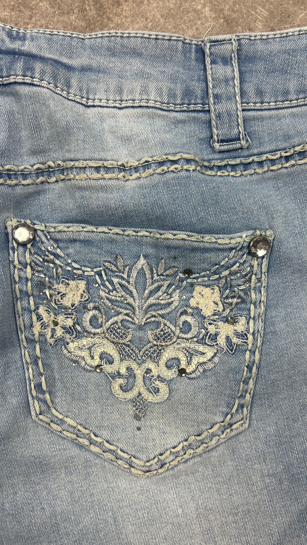 Floralscroll Denim Miniskirt