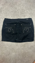 Black Studded Vintage Denim Miniskirt