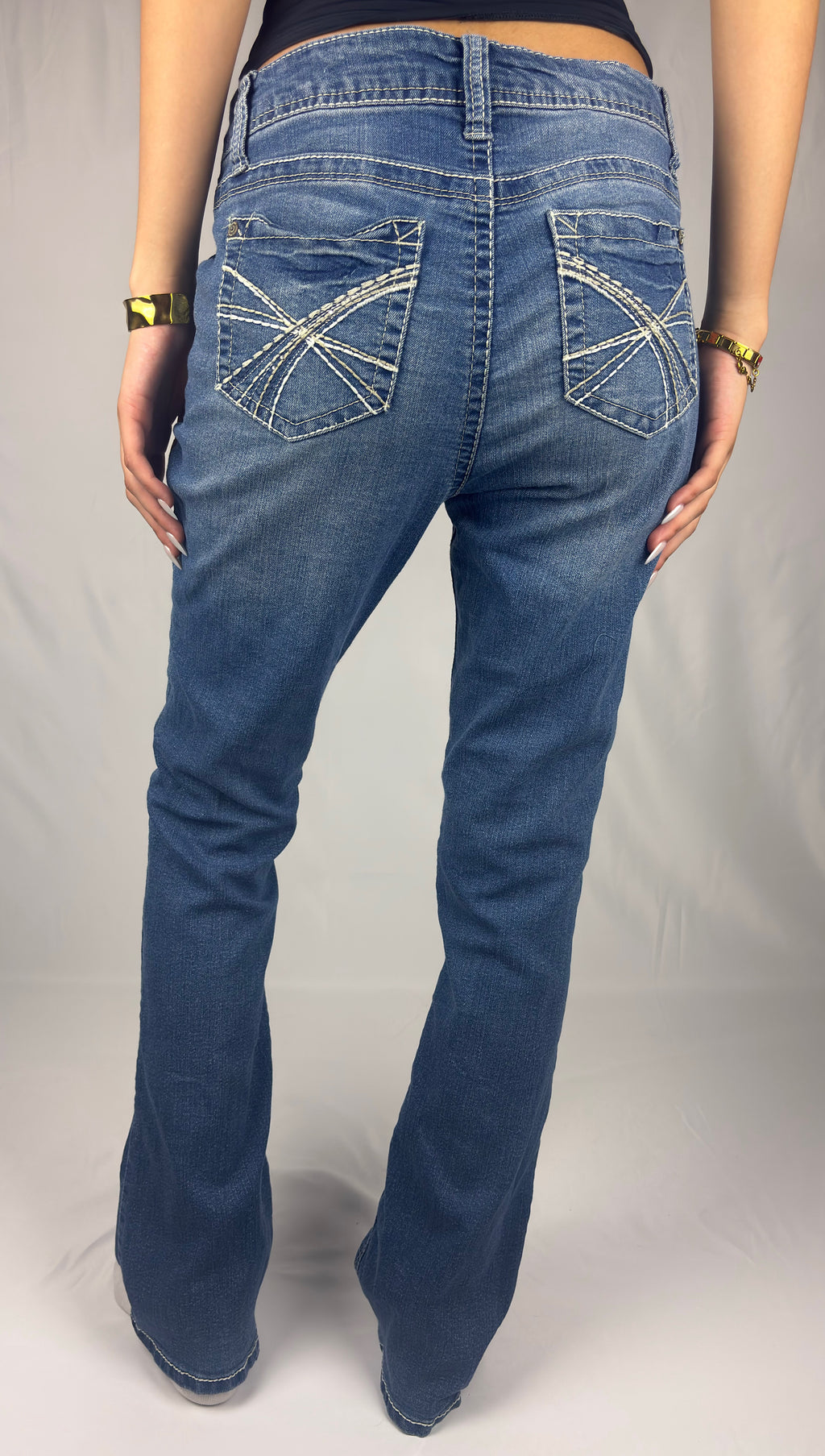 Y2K Curve Stitch Flare
