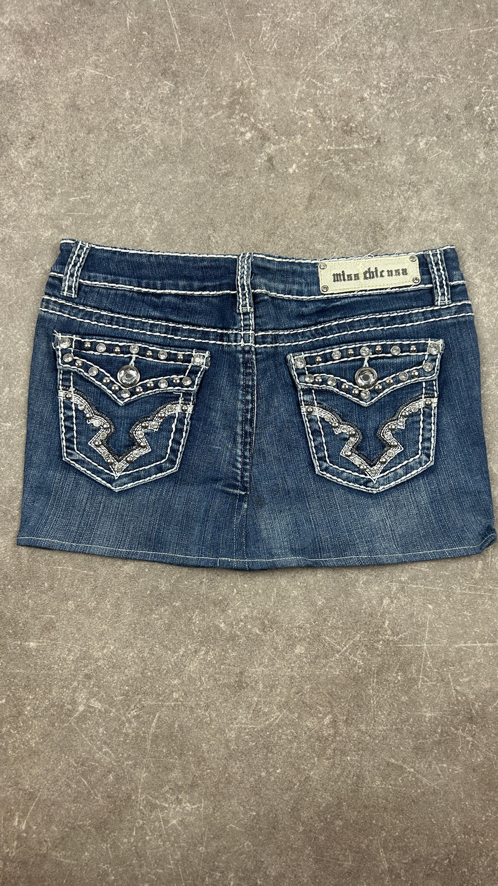 Rhinestone Vintage Denim Miniskirt