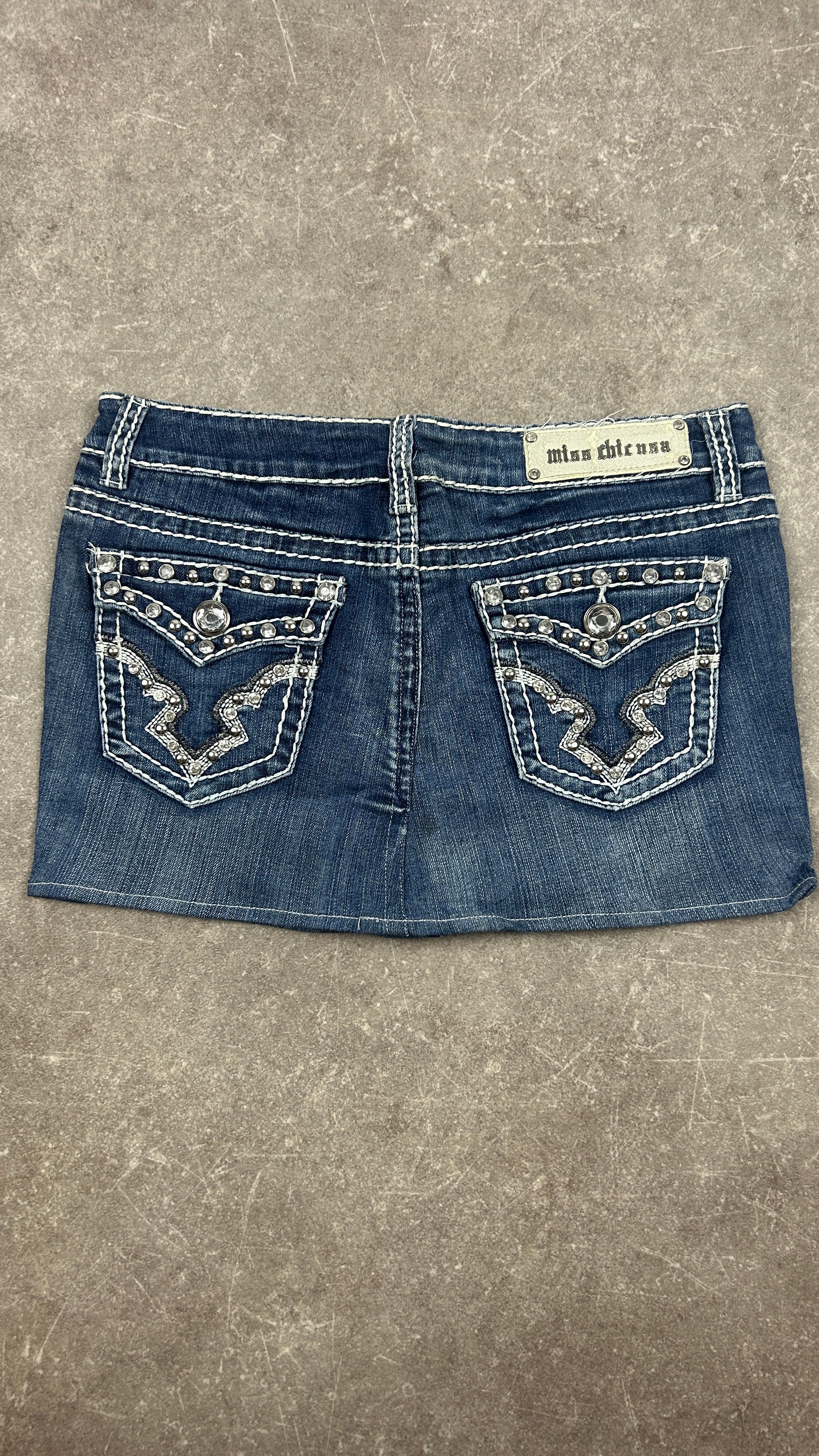 Rhinestone Vintage Denim Miniskirt