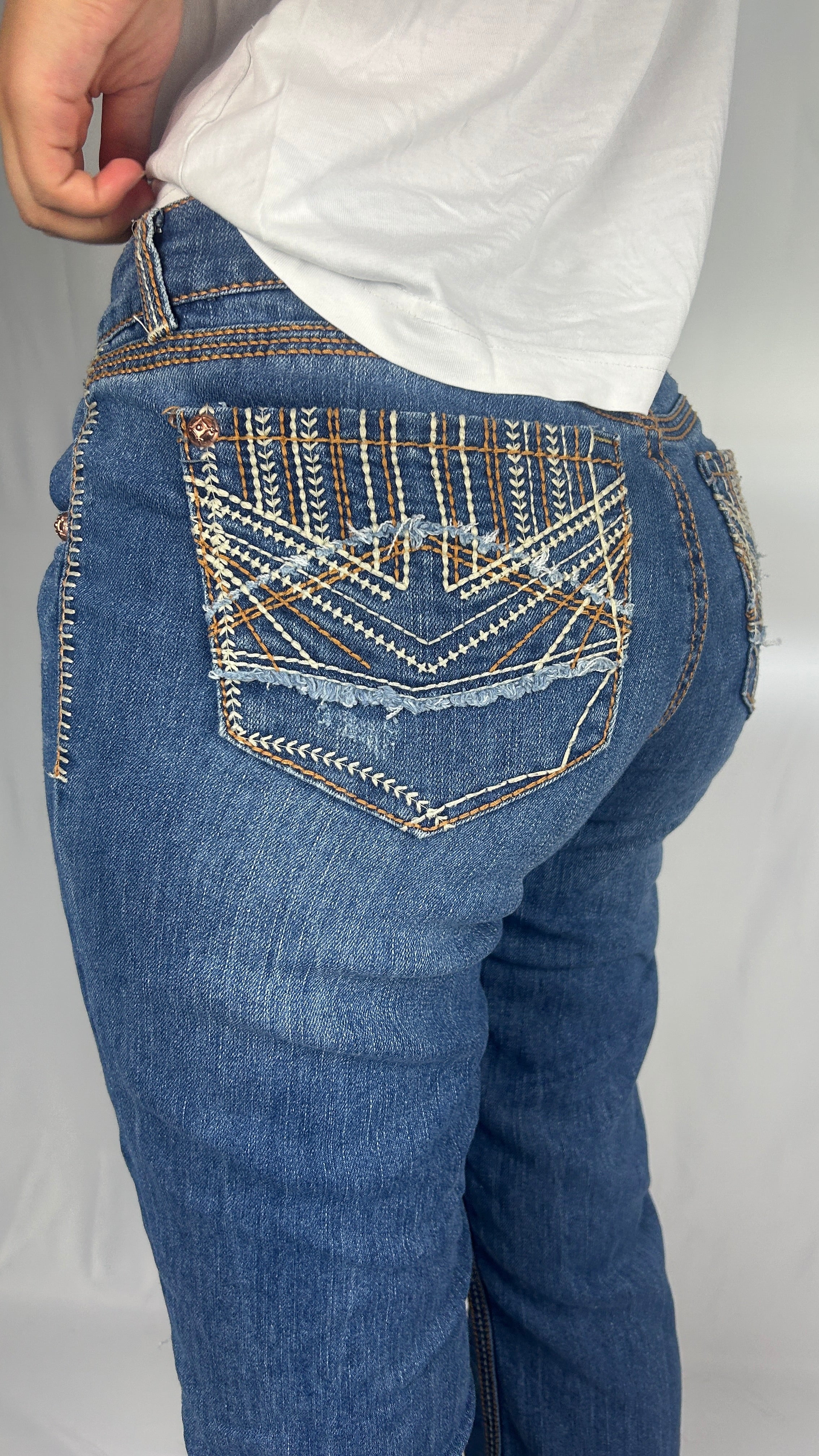 Geometric Pocket Bootcut Denim