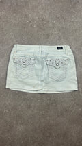 Rhinestone White Vintage Denim Miniskirt