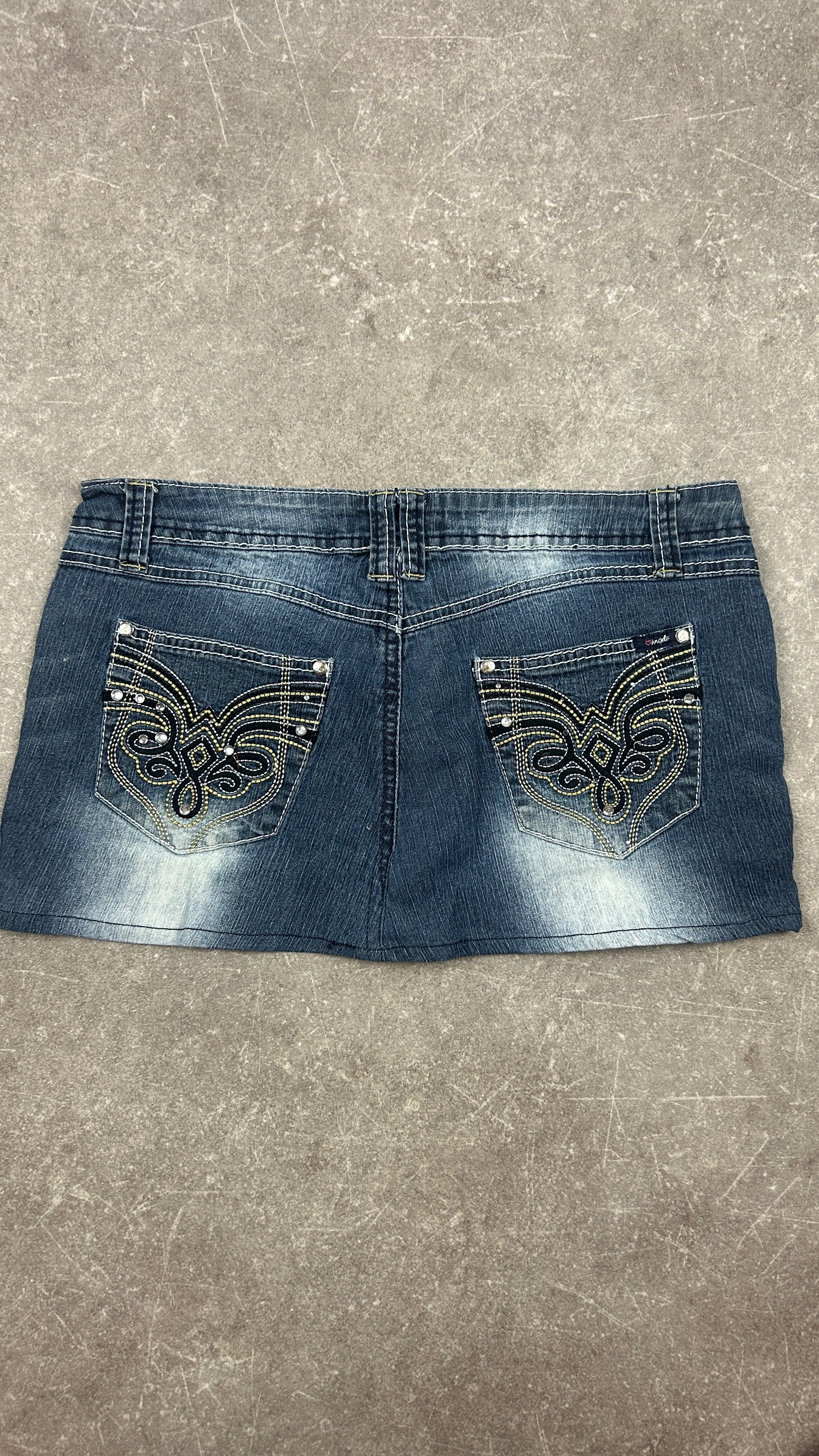 Hydraulic Denim Miniskirt
