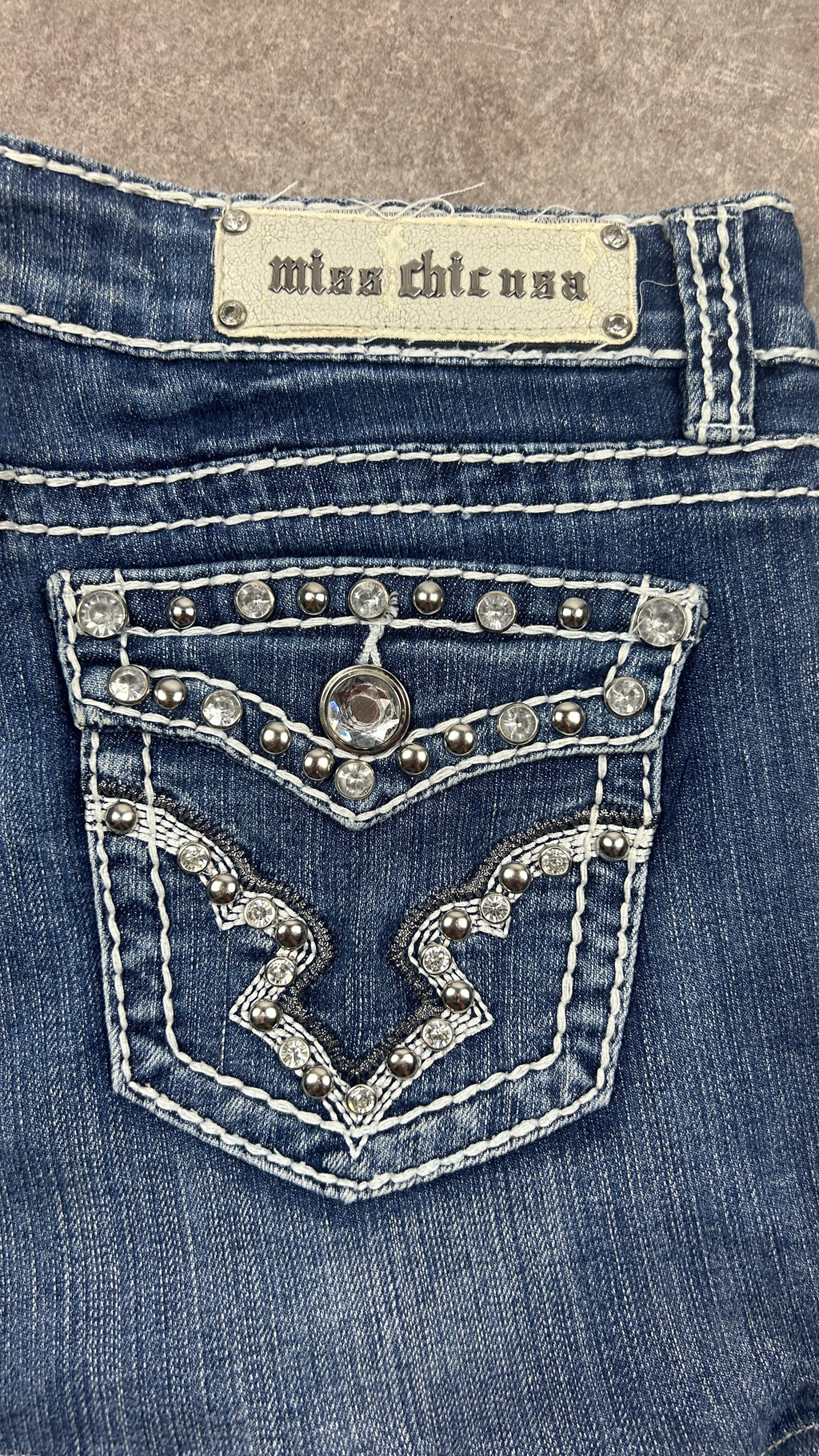 Rhinestone Vintage Denim Miniskirt