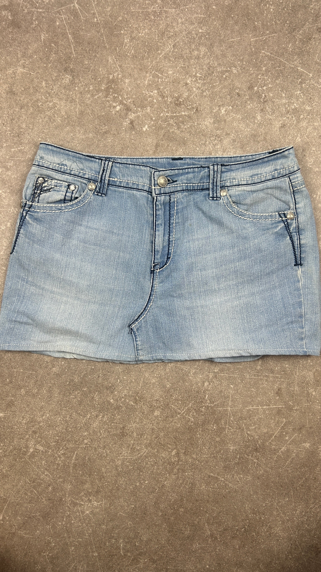 Studded Wingpocket Denim Miniskirt