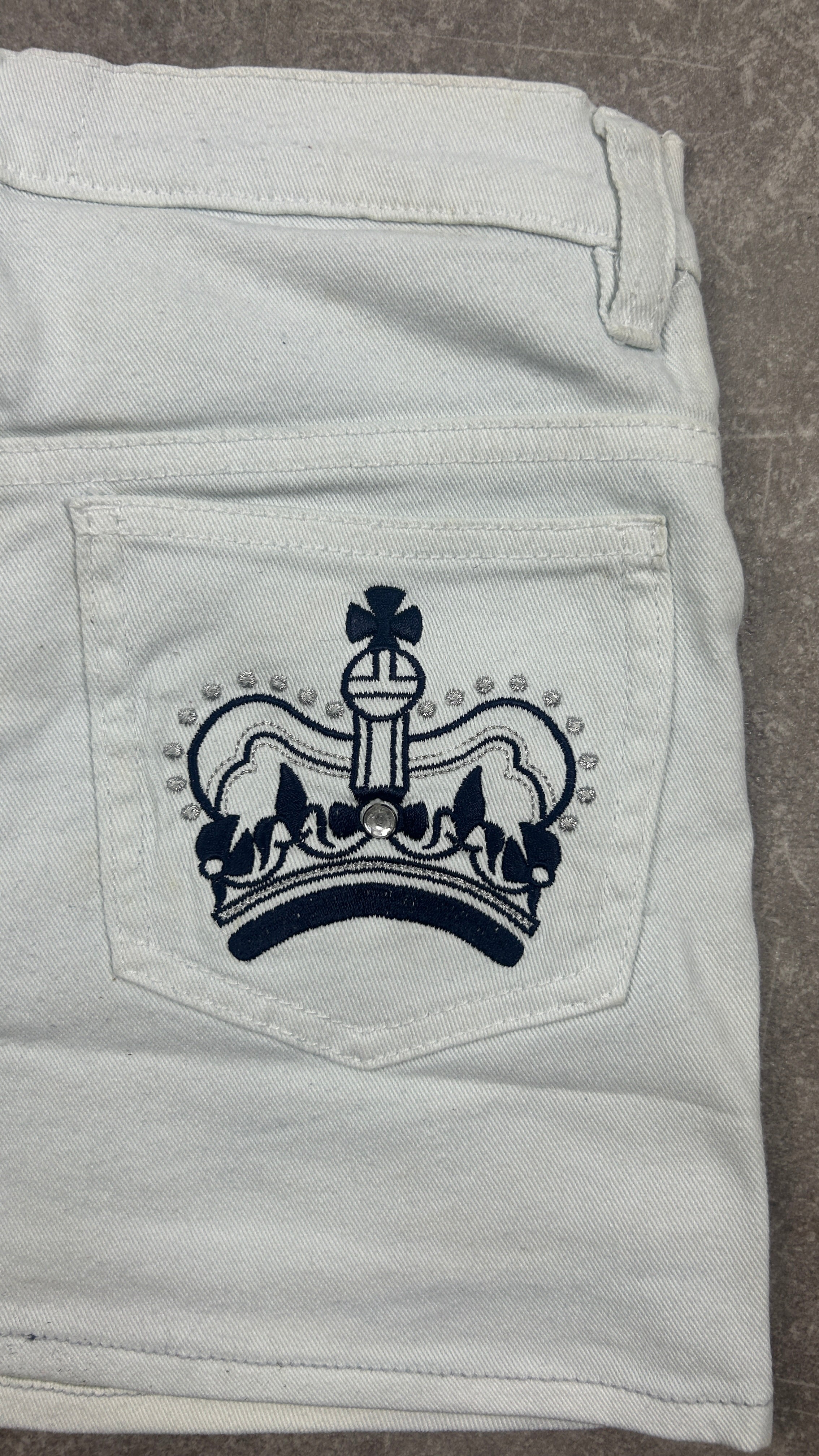 White Crown Denim Miniskirt
