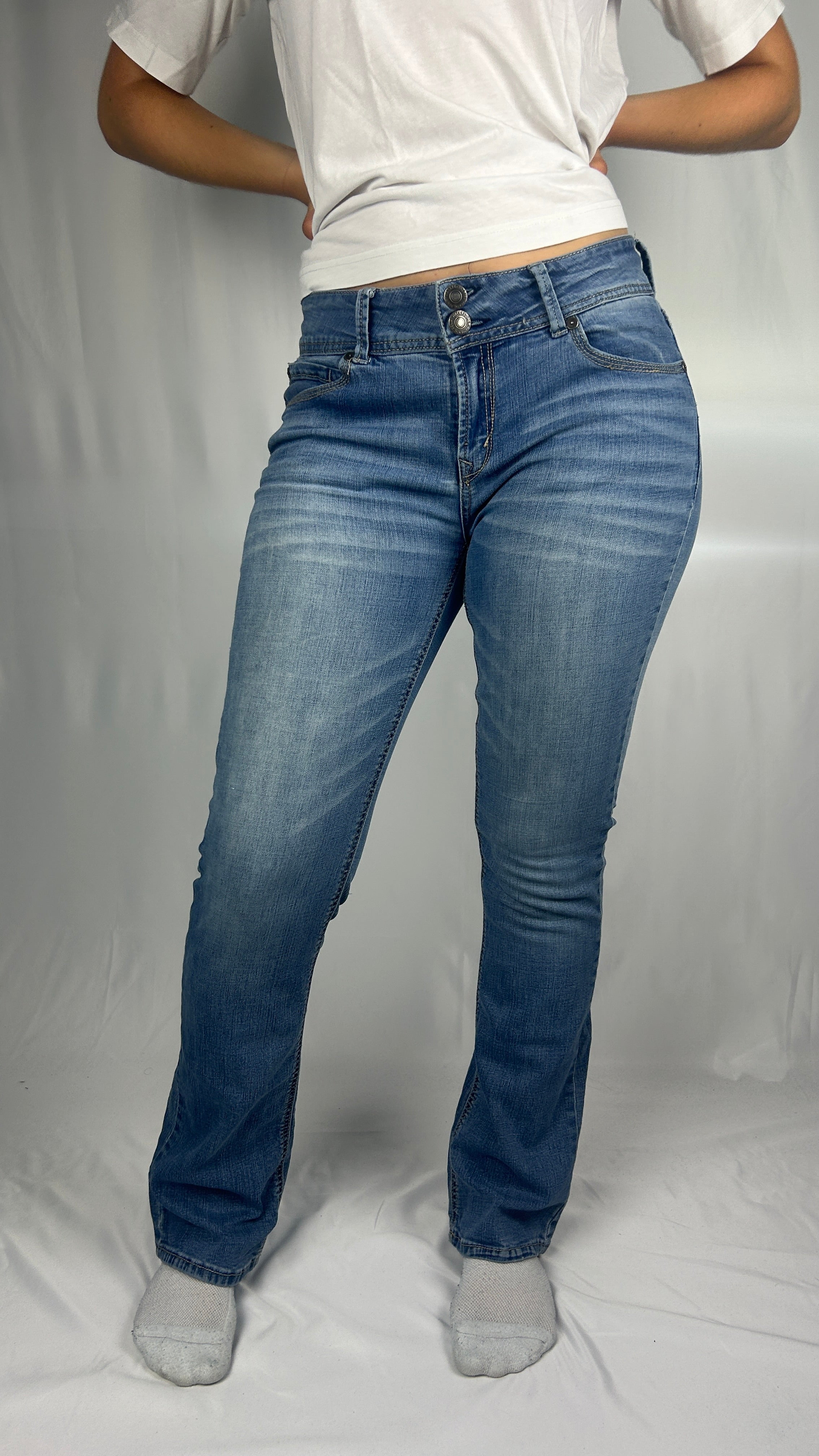 Low Waist Rhinestone Bootcut Jeans