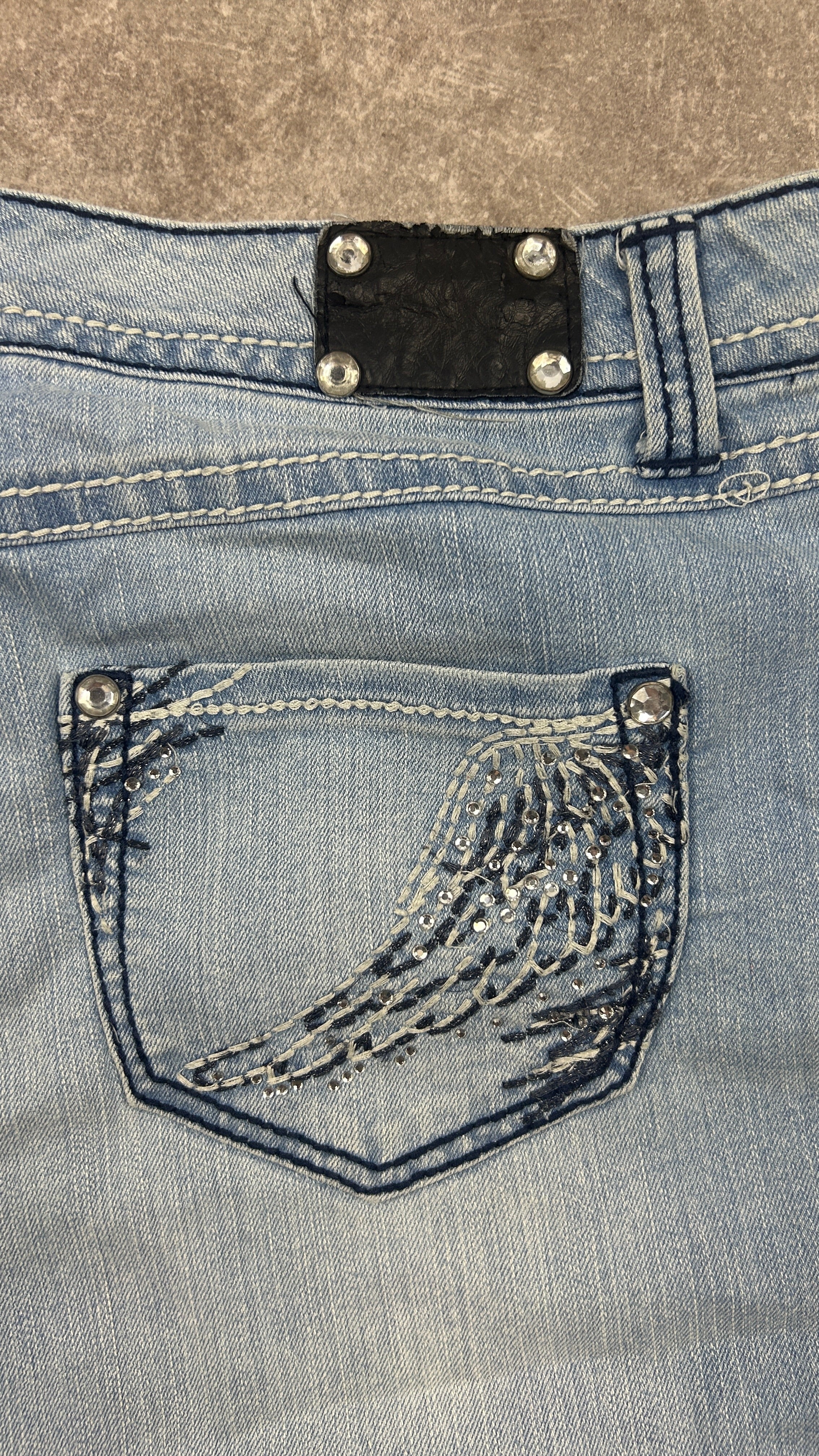Studded Wingpocket Denim Miniskirt