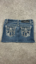 Rhinestone Vintage Denim Miniskirt