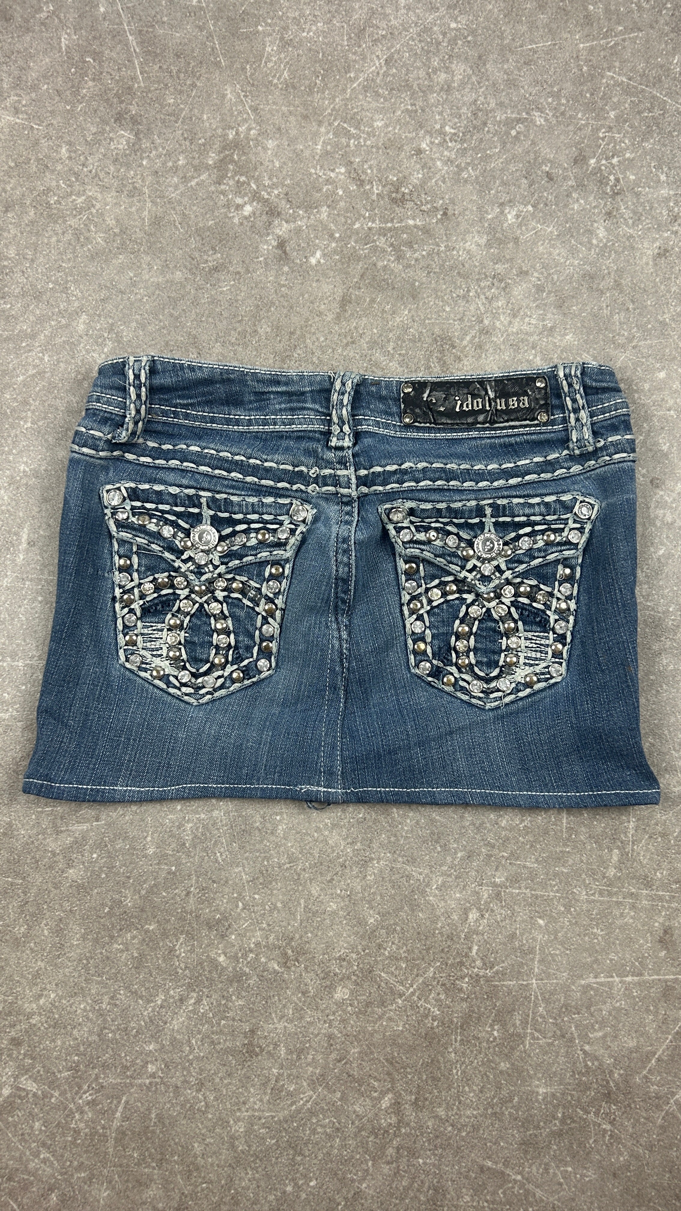 Rhinestone Vintage Denim Miniskirt