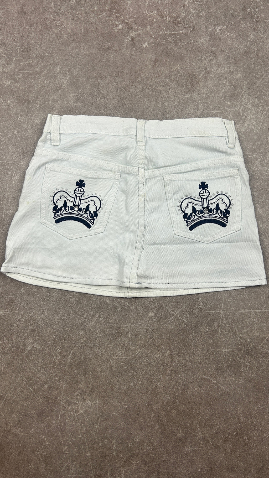 White Crown Denim Miniskirt