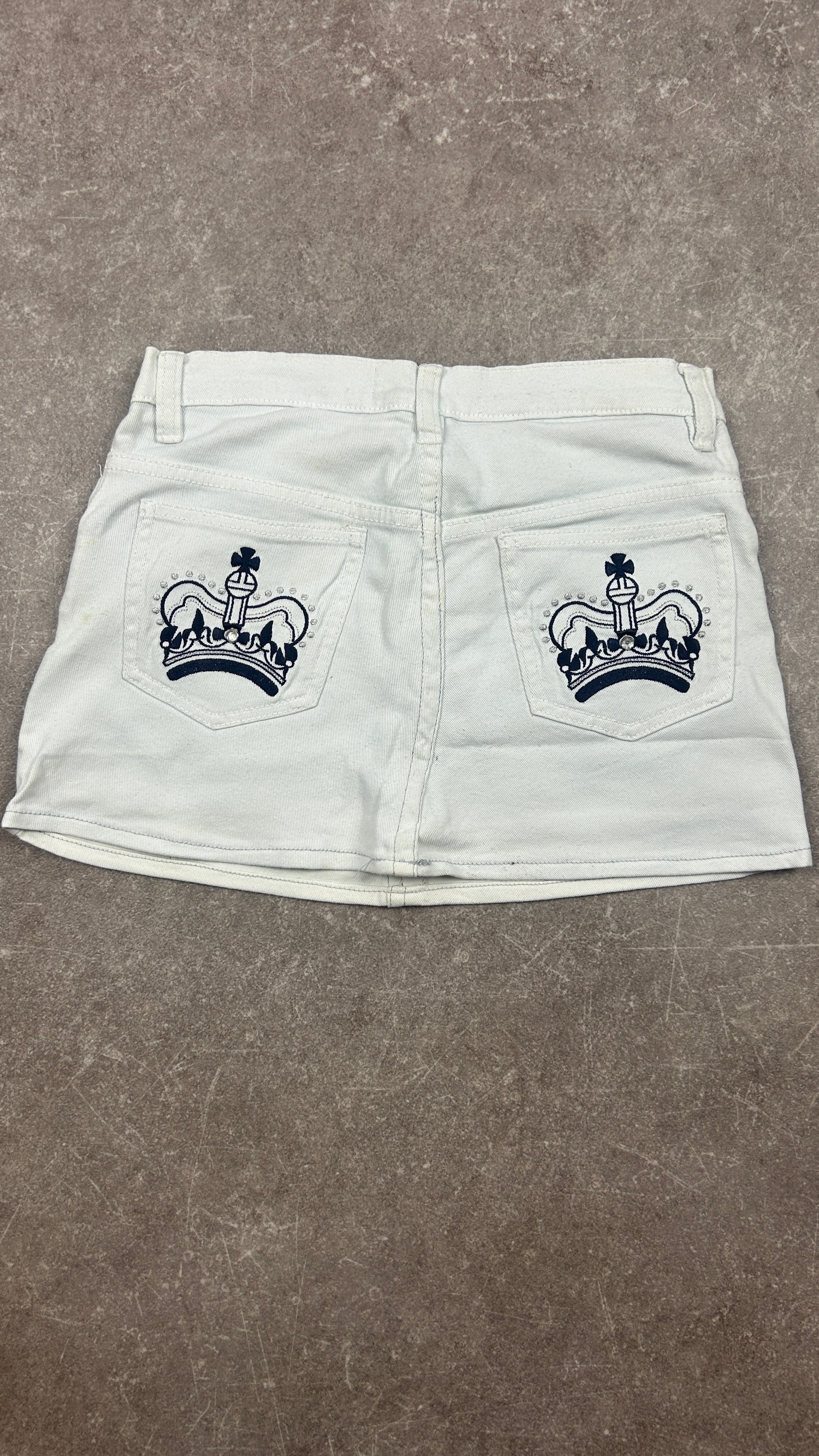 White Crown Denim Miniskirt