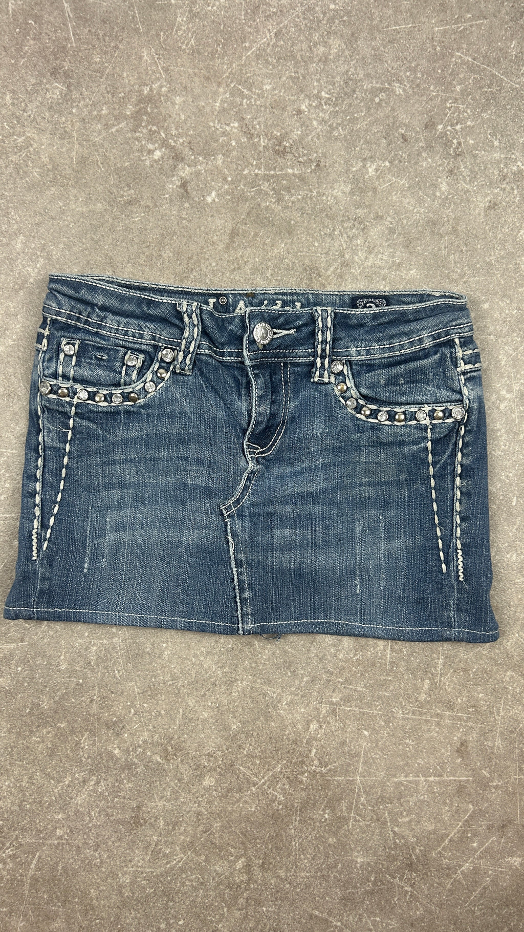 Rhinestone Vintage Denim Miniskirt
