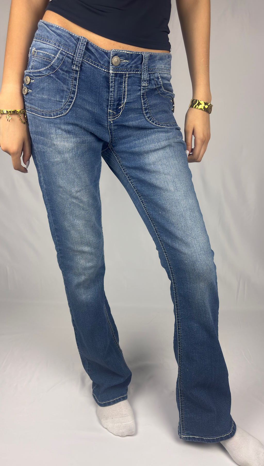 Y2K Curve Stitch Flare