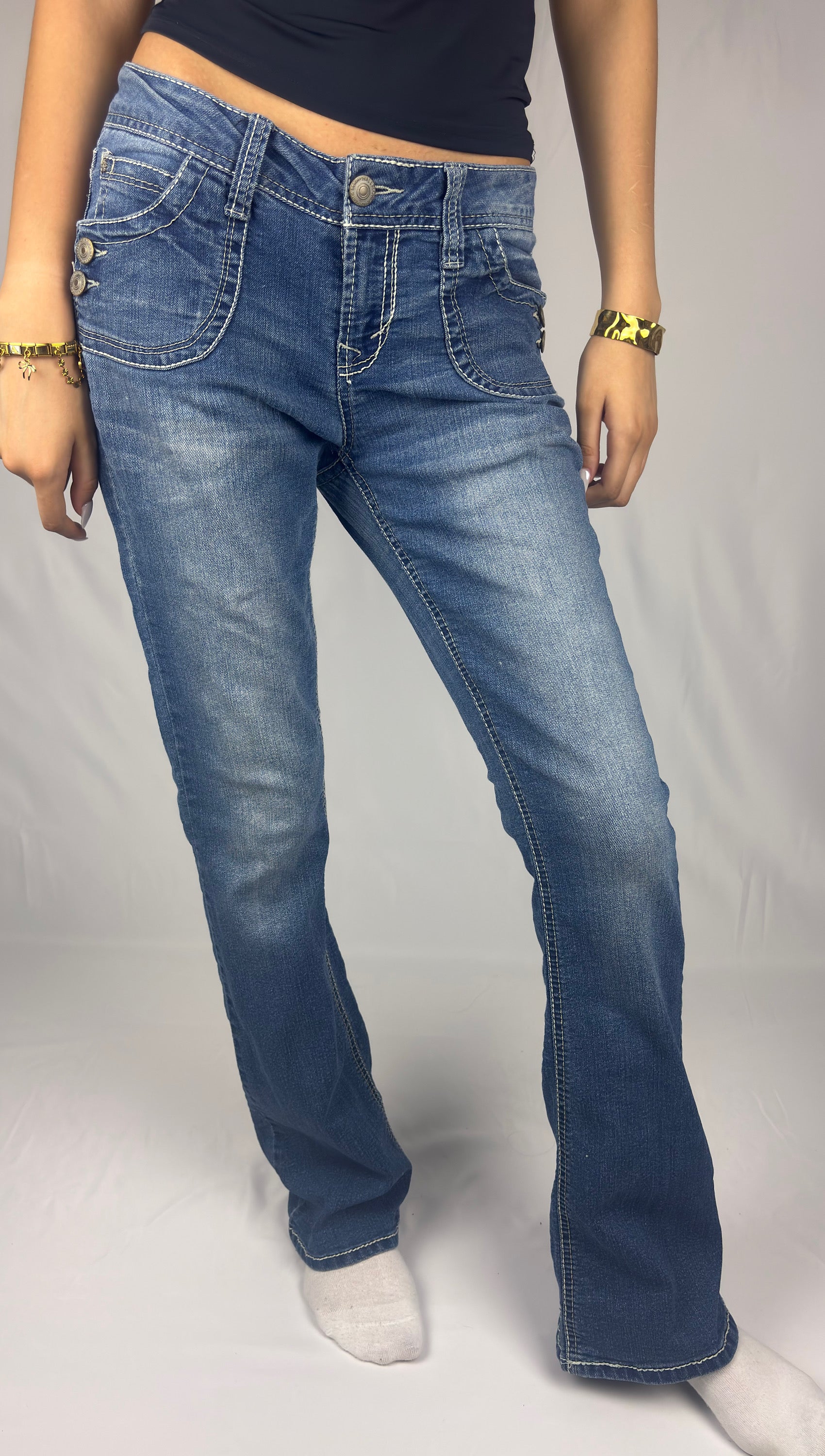 Y2K Curve Stitch Flare
