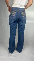 Geometric Pocket Bootcut Denim
