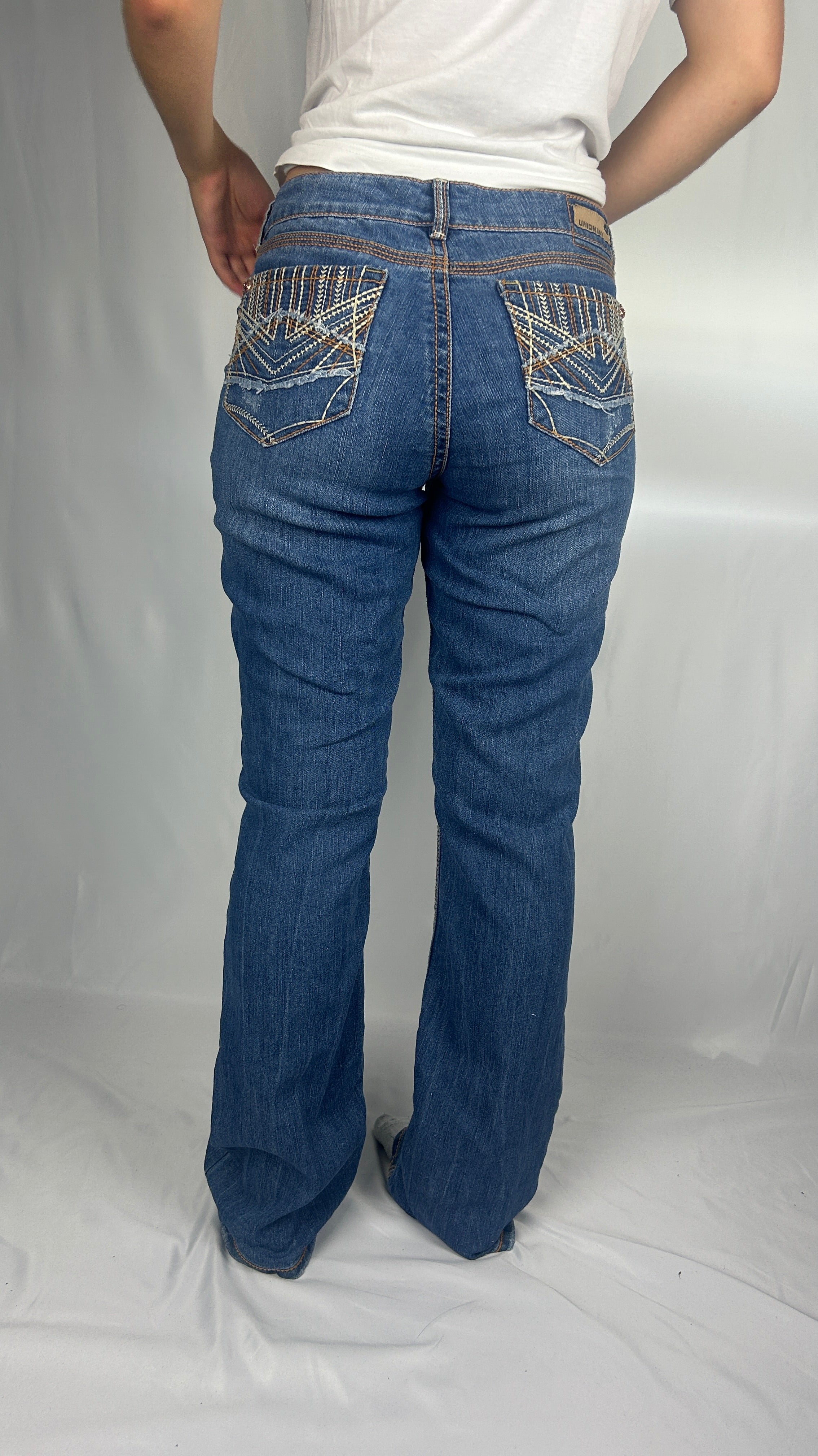Geometric Pocket Bootcut Denim
