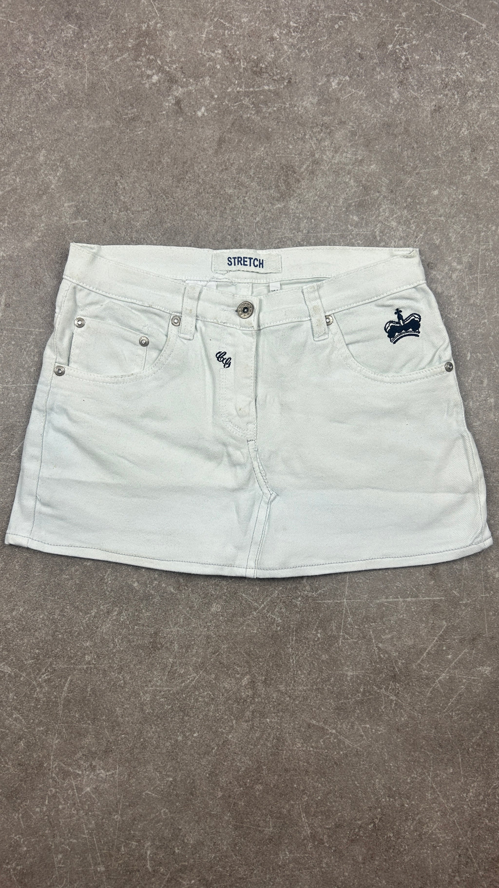 White Crown Denim Miniskirt
