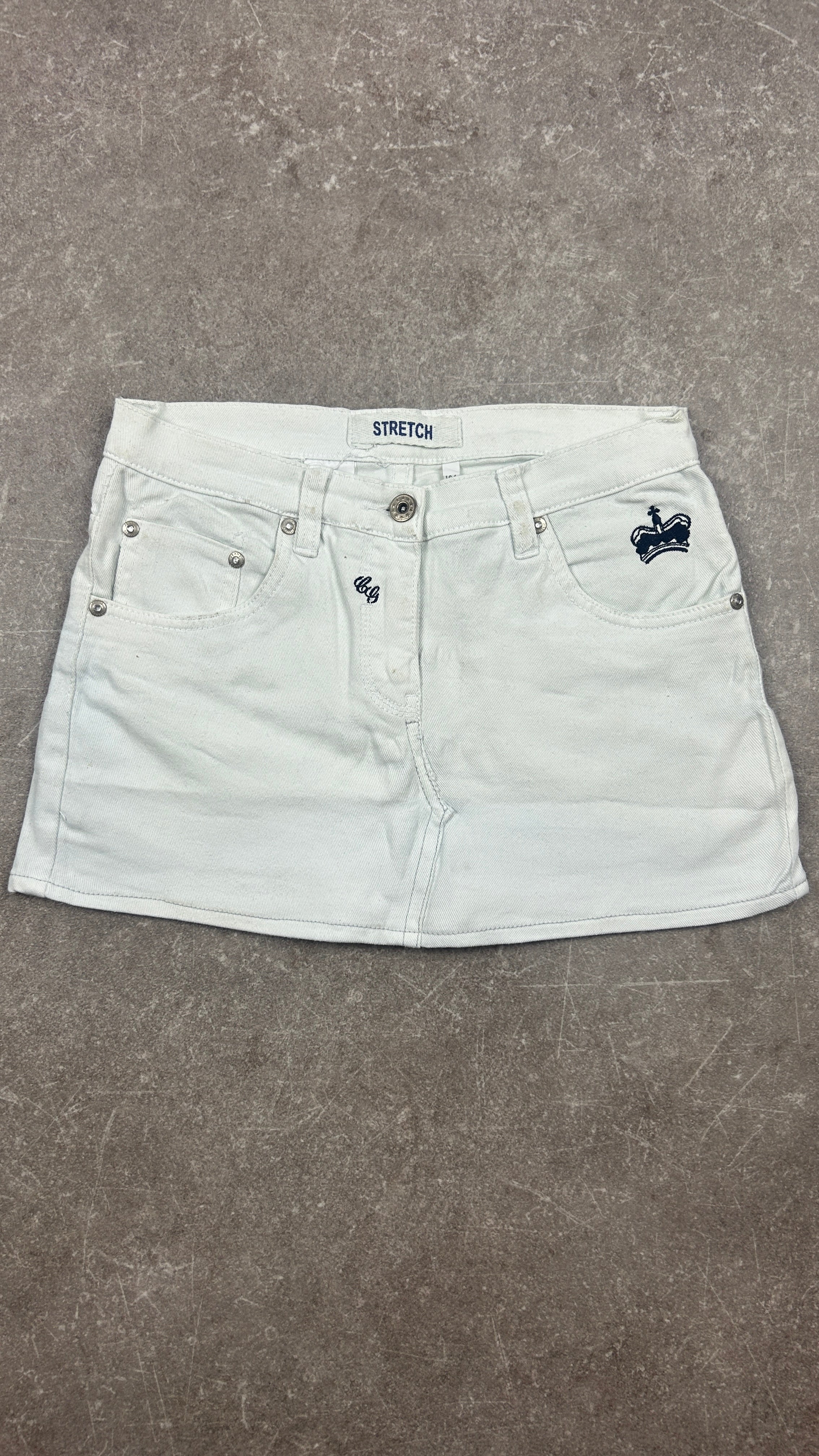 White Crown Denim Miniskirt