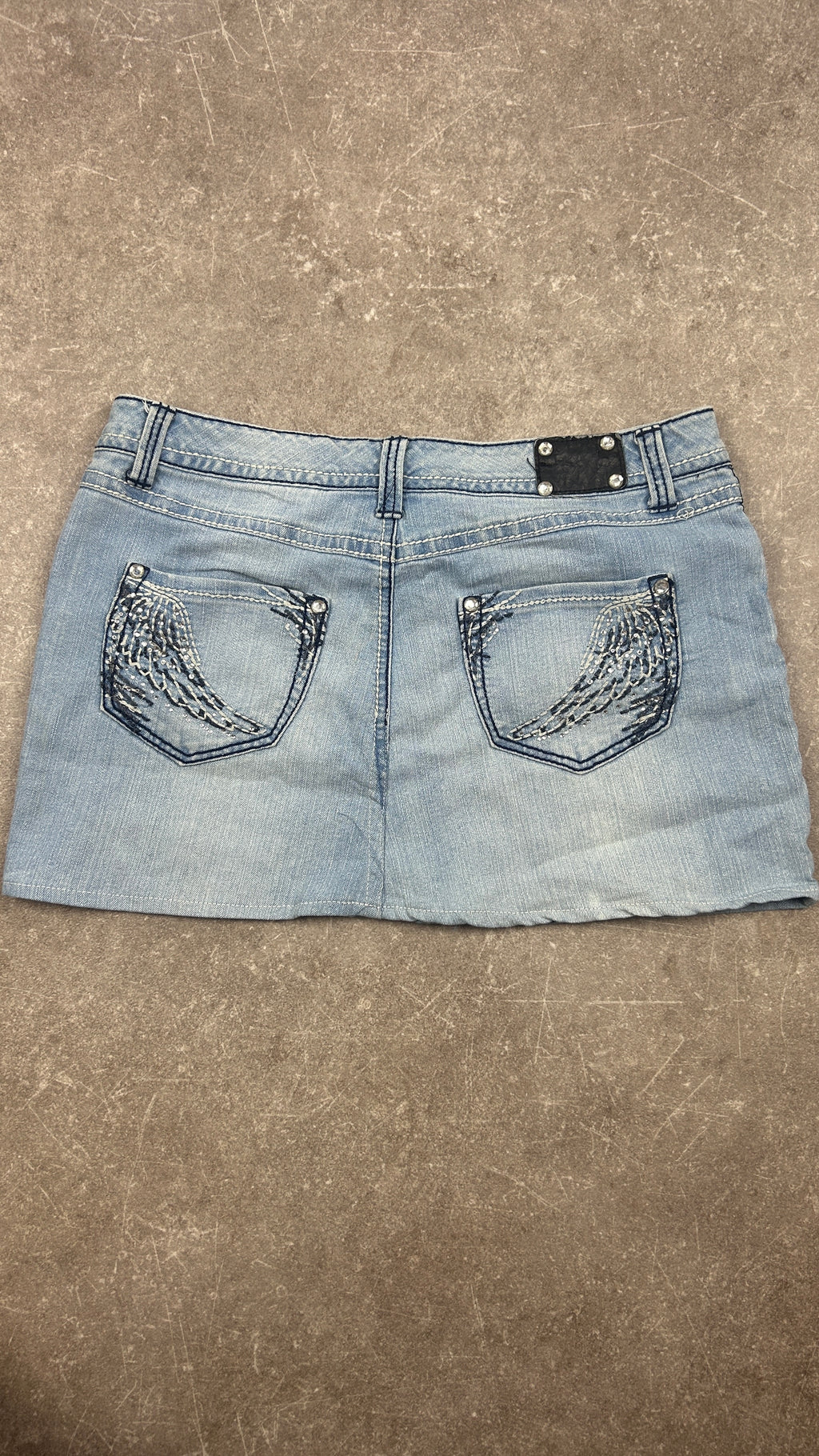 Studded Wingpocket Denim Miniskirt
