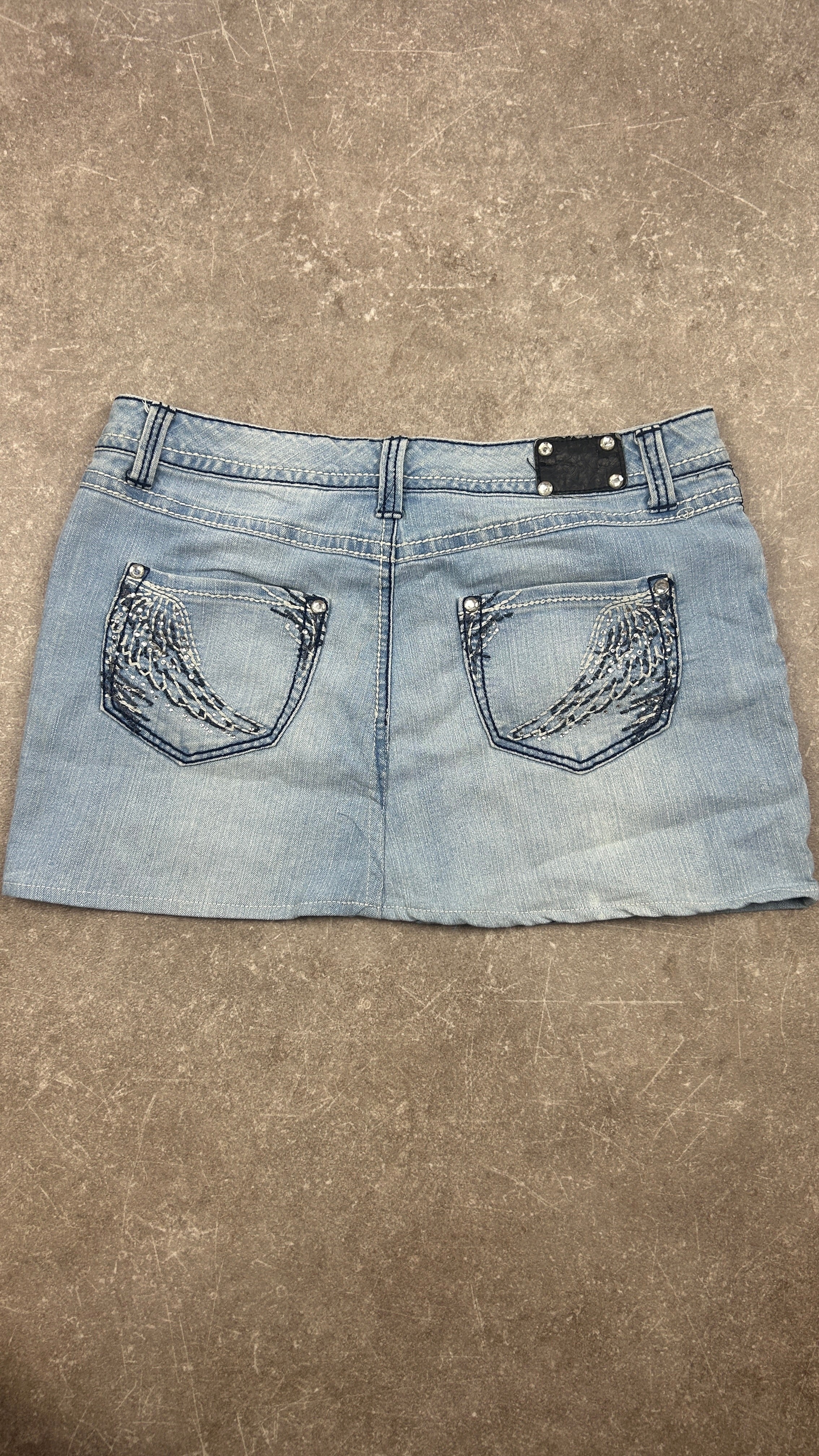 Studded Wingpocket Denim Miniskirt