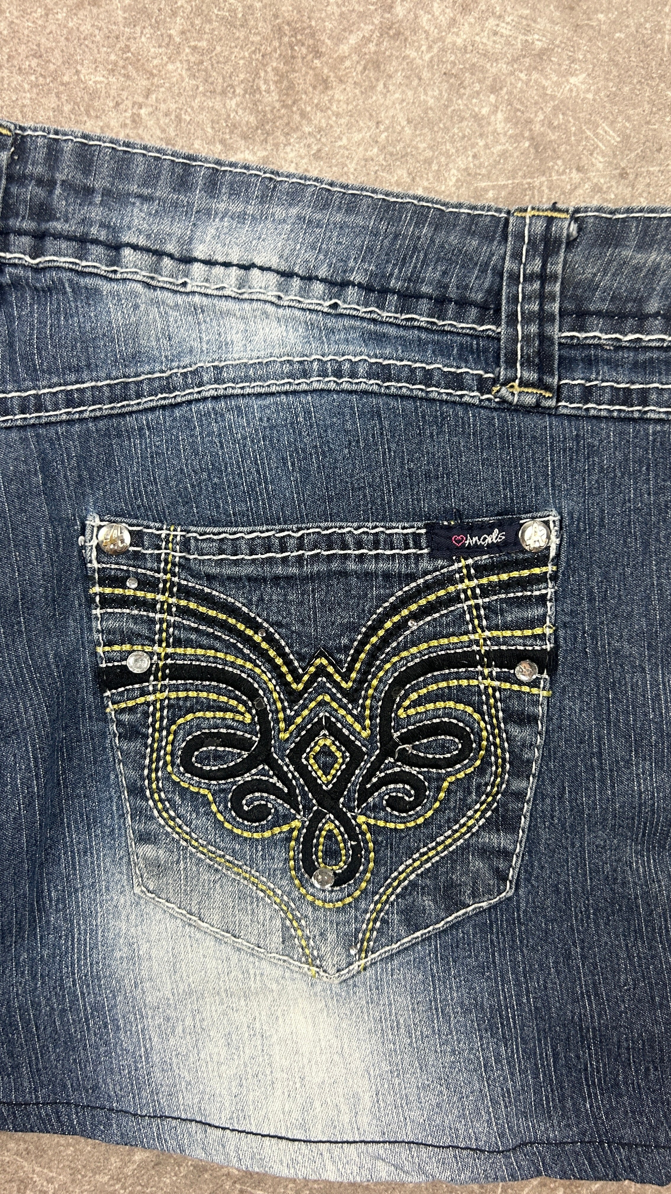 Hydraulic Denim Miniskirt
