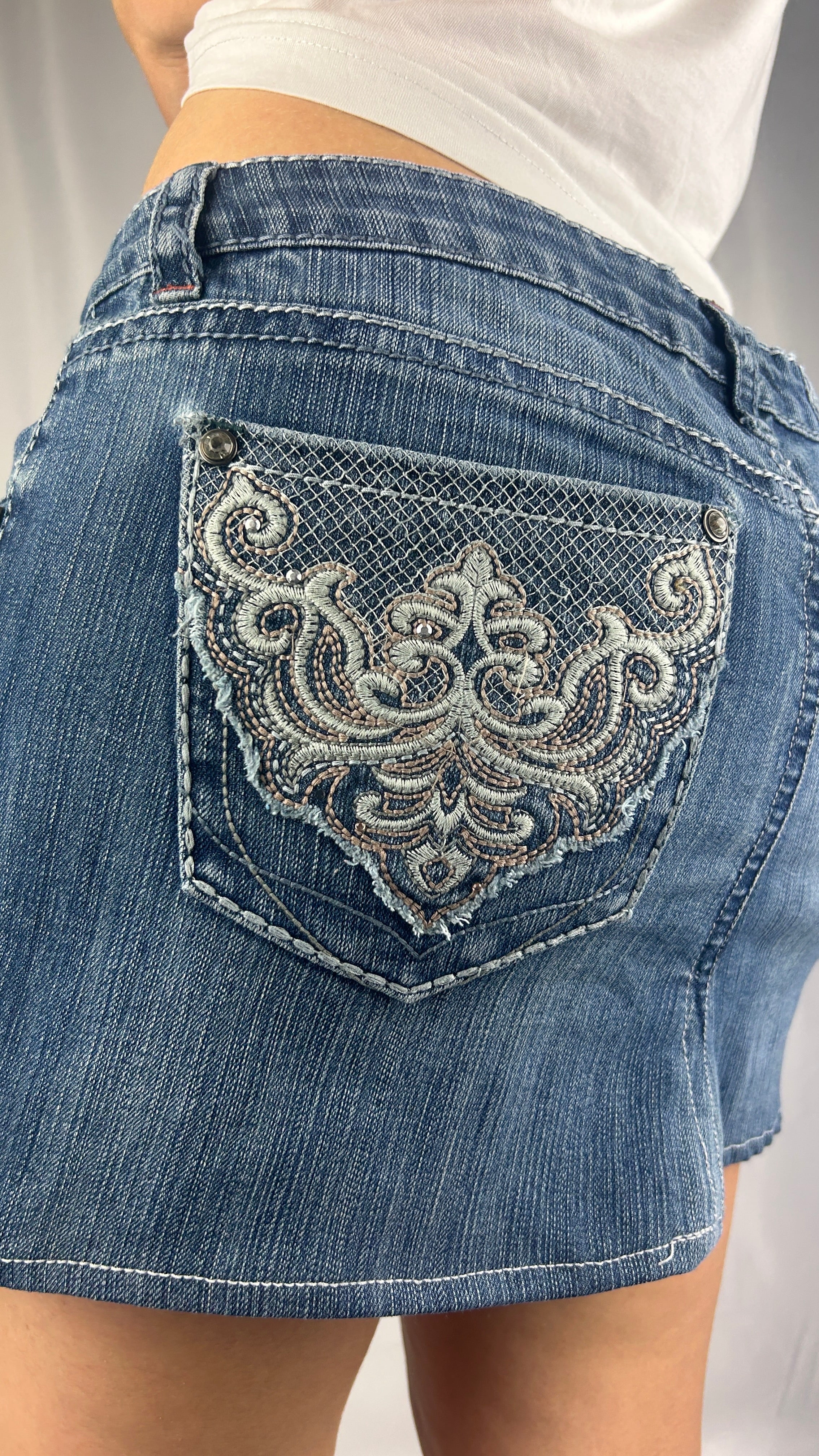 Ornatepocket Denim Miniskirt