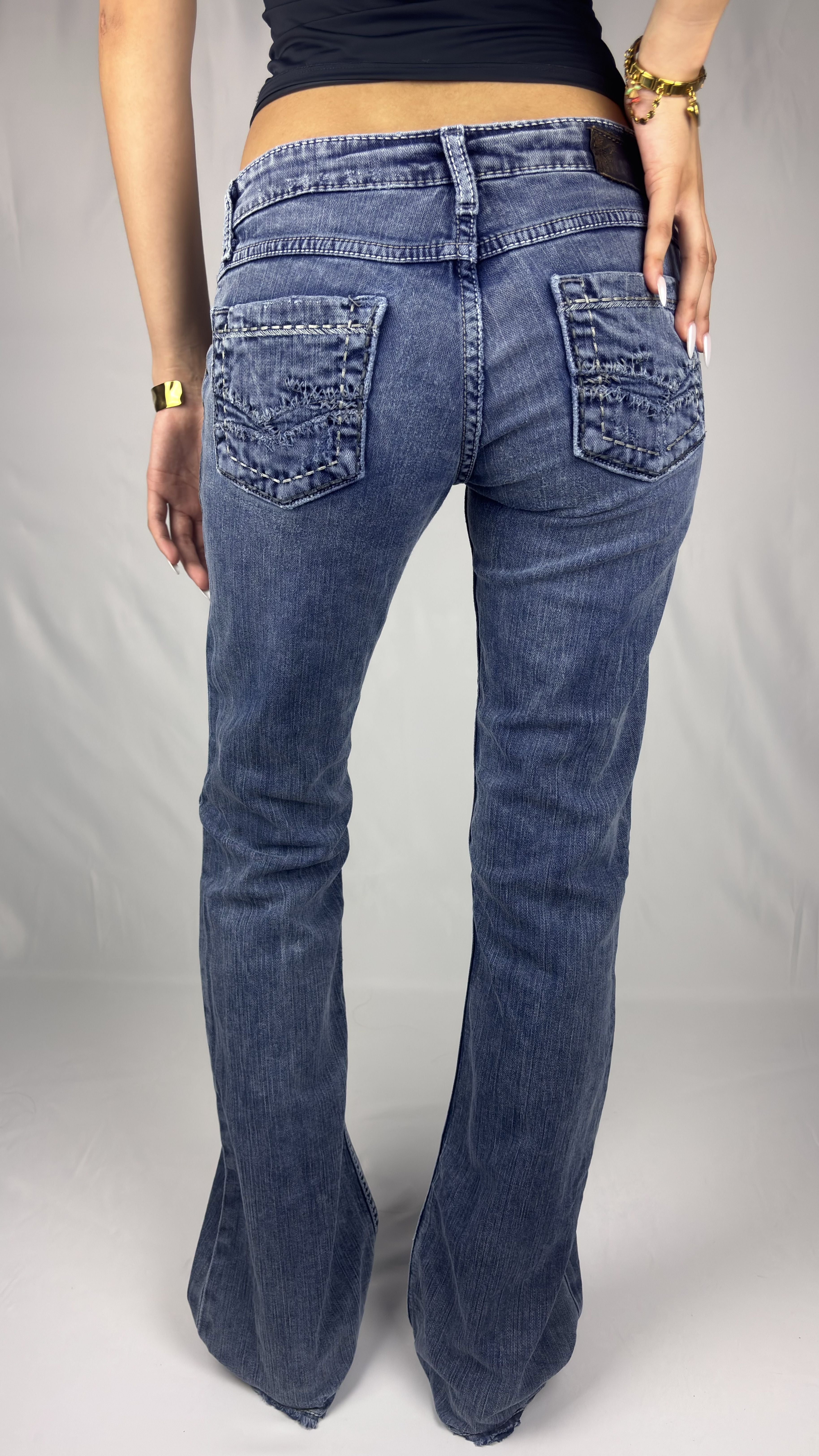 Y2K Raw Pocket Bootcut Jeans