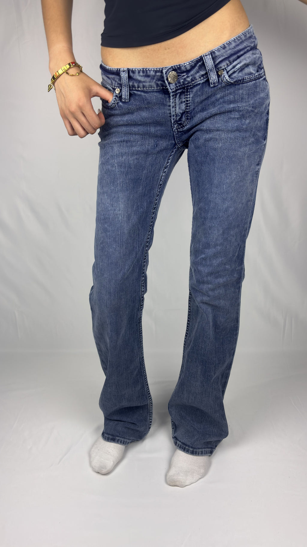 Y2K Raw Pocket Bootcut Jeans