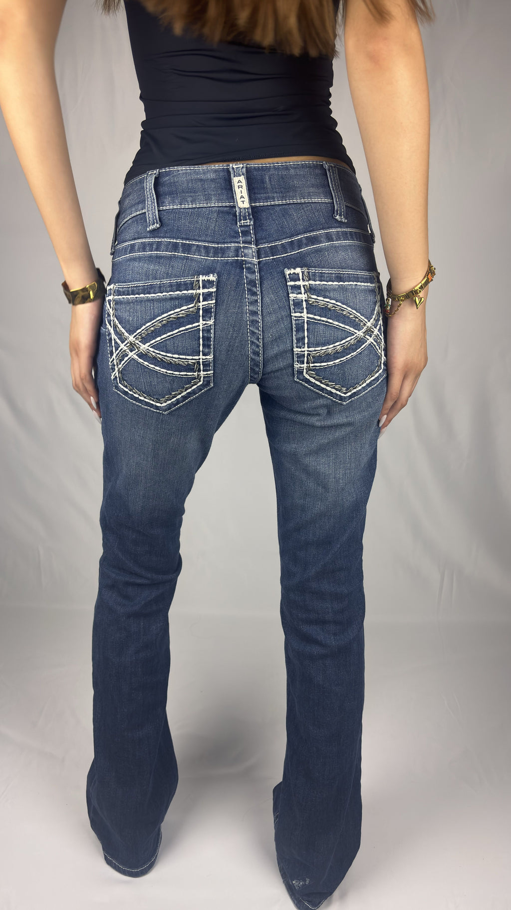 Y2K Contrast Stitch Bootcut Jeans