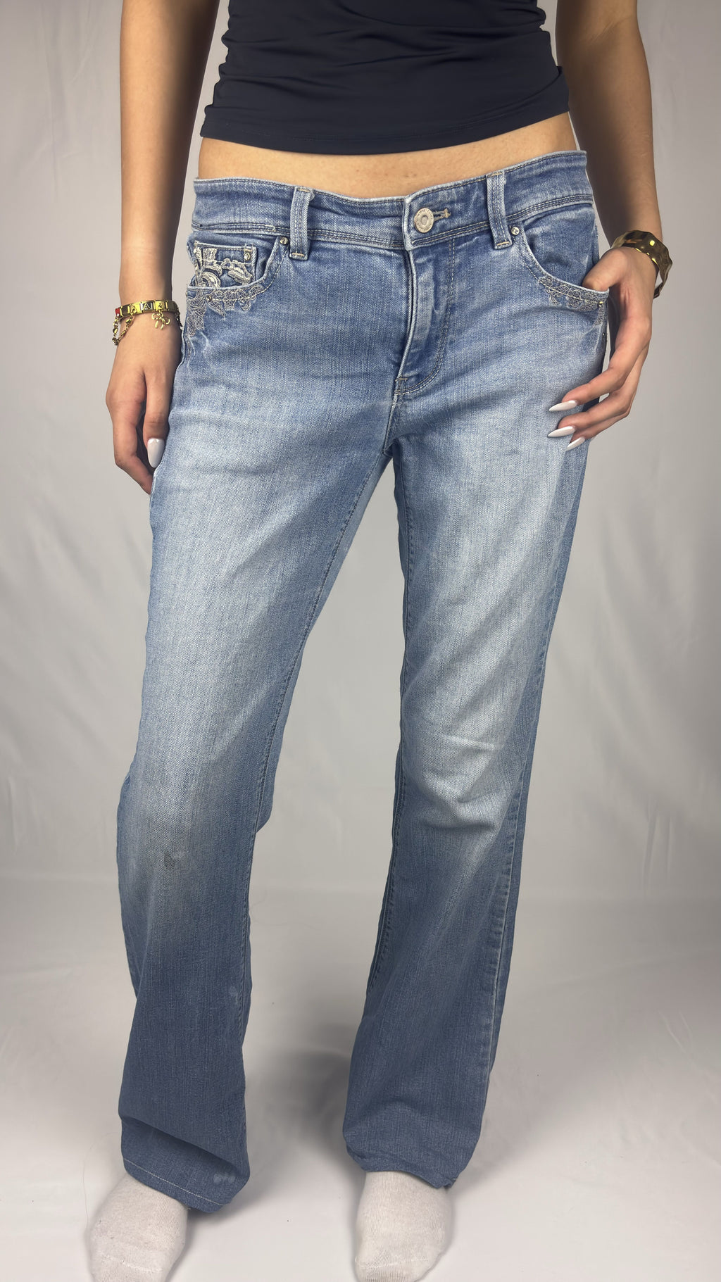 Y2K Floral Pocket Bootcut Jeans